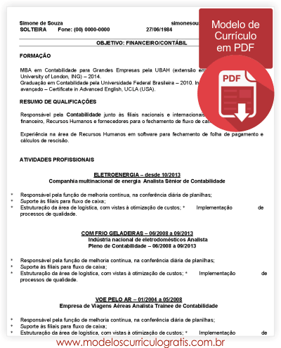 Modelos de Currículo em PDF - Baixar Curriculum Pronto em Word e PDF